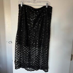 NWT J Crew Black Semi Sheer Sequin Skirt Size 12